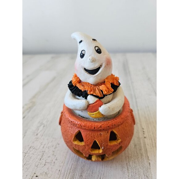 Ashland pumpkin ghost candy corn unique statue figurine Halloween shabby chic - Picture 1 of 6